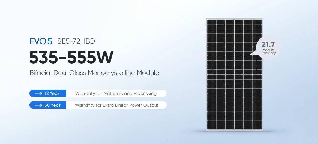 Hjt Topcon N Type Transparent Bifacial Double Glass 535W 540W 545W 550W 555W Photovoltaic Solar Panel